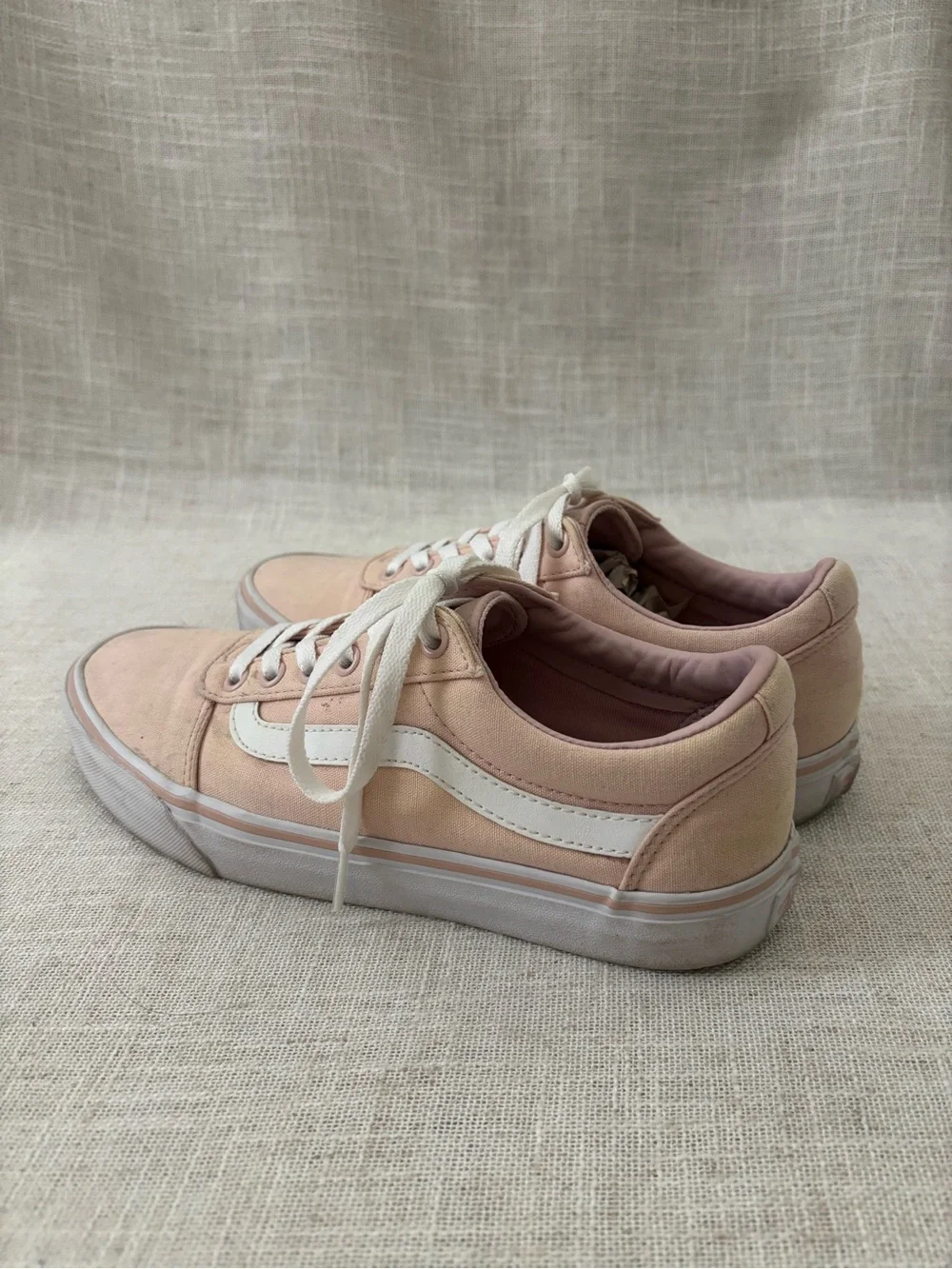 Vans Old Skool Low Top Canvas Sneakers Pink White 9